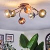 Chehalis ceiling light, globe light 56 cm blue, green, clear, coppery, 6-light sources