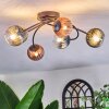 Chehalis ceiling light, globe light 56 cm blue, green, clear, coppery, 6-light sources