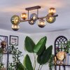 Chehalis ceiling light, globe light blue, green, coppery, 8-light sources