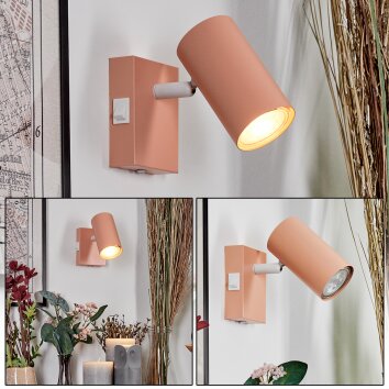 Javel wall light, wall spotlight pink, white, 1-light source