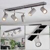 Javel ceiling light, ceiling spotlight chrome, grey, black, 5-light sources
