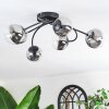 Chehalis ceiling light, globe light 56 cm clear, Smoke-coloured, 6-light sources