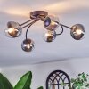 Chehalis ceiling light, globe light 56 cm clear, Smoke-coloured, 6-light sources
