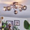 Chehalis ceiling light, globe light 58 cm clear, Smoke-coloured, 6-light sources