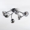 Chehalis ceiling light, globe light 58 cm clear, Smoke-coloured, 6-light sources