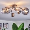 Chehalis ceiling light, globe light 64 cm clear, Smoke-coloured, 6-light sources