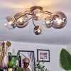Chehalis ceiling light, globe light 64 cm clear, Smoke-coloured, 6-light sources