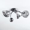 Chehalis ceiling light, globe light 64 cm clear, Smoke-coloured, 6-light sources