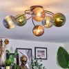 Chehalis ceiling light, globe light 58 cm blue, green, coppery, 6-light sources