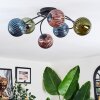 Chehalis ceiling light, globe light 58 cm blue, green, coppery, 6-light sources