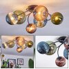 Chehalis ceiling light, globe light 58 cm blue, green, coppery, 6-light sources