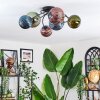Chehalis ceiling light, globe light 58 cm blue, green, coppery, 6-light sources