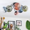 Chehalis ceiling light, globe light 58 cm blue, green, clear, coppery, 6-light sources