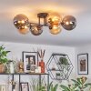 Chehalis ceiling light, globe light 62 cm Amber, Smoke-coloured, 6-light sources