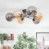 Chehalis ceiling light, globe light 62 cm Amber, Smoke-coloured, 6-light sources