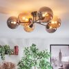 Chehalis ceiling light, globe light 62 cm Amber, Smoke-coloured, 6-light sources