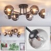 Chehalis ceiling light, globe light 18 cm clear, Smoke-coloured, 6-light sources