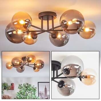 Chehalis ceiling light, globe light 20 cm Amber, Smoke-coloured, 6-light sources