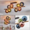 Gastor ceiling light, globe light gold, black, 8-light sources
