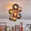 Gastor ceiling light, globe light gold, black, 8-light sources