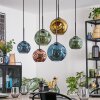Ripoll hanging light, globe light, pendant light blue, gold, green, coppery, 6-light sources