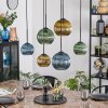 Koyoto hanging light, globe light, pendant light blue, gold, green, 6-light sources
