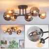 Chehalis ceiling light, globe light 55 cm Amber, Smoke-coloured, 6-light sources