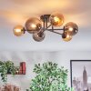 Chehalis ceiling light, globe light 55 cm Amber, Smoke-coloured, 6-light sources