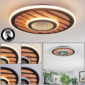 Meron ceiling light LED Wood like finish, black, 1-light source