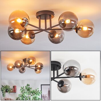 Chehalis ceiling light, globe light Amber, Smoke-coloured, 6-light sources