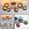 Chehalis ceiling light, globe light blue, green, coppery, 6-light sources