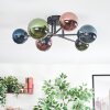 Chehalis ceiling light, globe light blue, green, coppery, 6-light sources