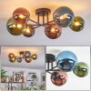 Chehalis ceiling light, globe light blue, green, coppery, 6-light sources
