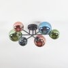 Chehalis ceiling light, globe light blue, green, coppery, 6-light sources