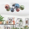 Chehalis ceiling light, globe light blue, green, coppery, 6-light sources
