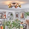 Chehalis ceiling light, globe light blue, green, clear, coppery, 6-light sources