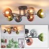 Chehalis ceiling light, globe light blue, green, clear, coppery, 6-light sources