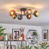 Chehalis ceiling light, globe light blue, green, clear, coppery, 6-light sources