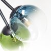 Chehalis ceiling light, globe light blue, green, clear, coppery, 6-light sources