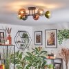 Chehalis ceiling light, globe light blue, green, clear, coppery, 6-light sources