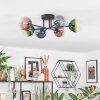 Chehalis ceiling light, globe light blue, green, clear, coppery, 6-light sources