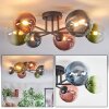 Chehalis ceiling light, globe light blue, green, clear, coppery, 6-light sources