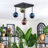 Chehalis ceiling light, globe light blue, green, coppery, 5-light sources