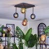 Chehalis ceiling light, globe light blue, green, coppery, 5-light sources
