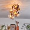 Koyoto ceiling light, globe light gold, black, 8-light sources