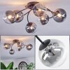 Chehalis ceiling light, globe light 58 cm clear, Smoke-coloured, 6-light sources