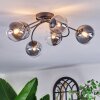 Chehalis ceiling light, globe light 58 cm clear, Smoke-coloured, 6-light sources