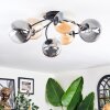 Chehalis ceiling light, globe light 64 cm Amber, clear, Smoke-coloured, 6-light sources
