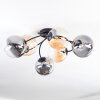 Chehalis ceiling light, globe light 64 cm Amber, clear, Smoke-coloured, 6-light sources