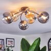 Chehalis ceiling light, globe light 64 cm Amber, clear, Smoke-coloured, 6-light sources